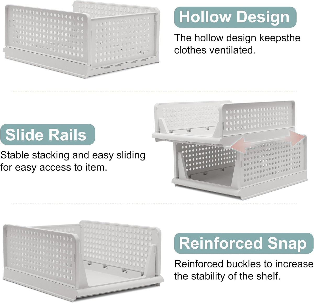 Goderewild Stackable Foldable Storage Baskets, Folding Storage Bins, Closet O...