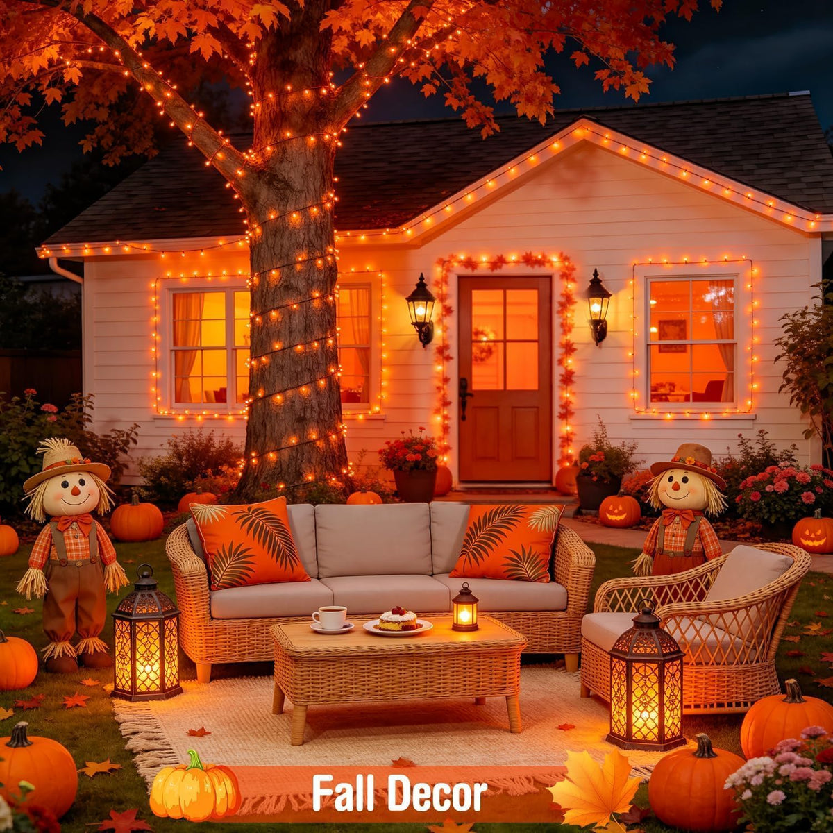 JMEXSUSS 500 LED Halloween Lights Outdoor, Orange String Lights Plug in