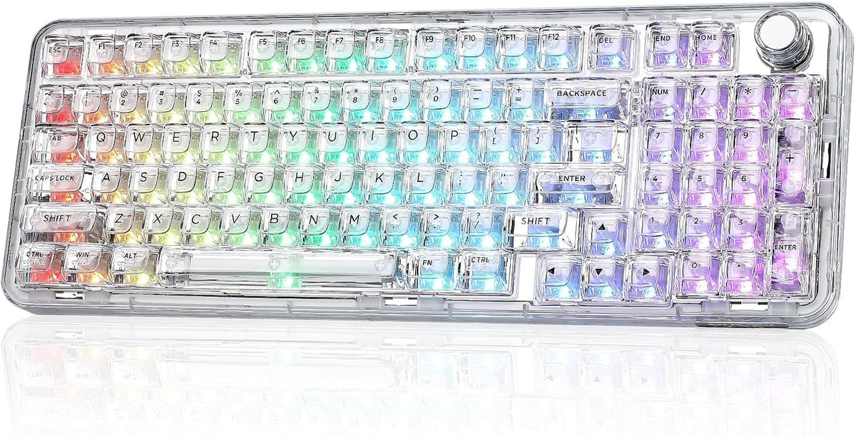 YUNZII X98 Clear Wireless Mechanical Keyboard with Knob (White,Snow Switch)