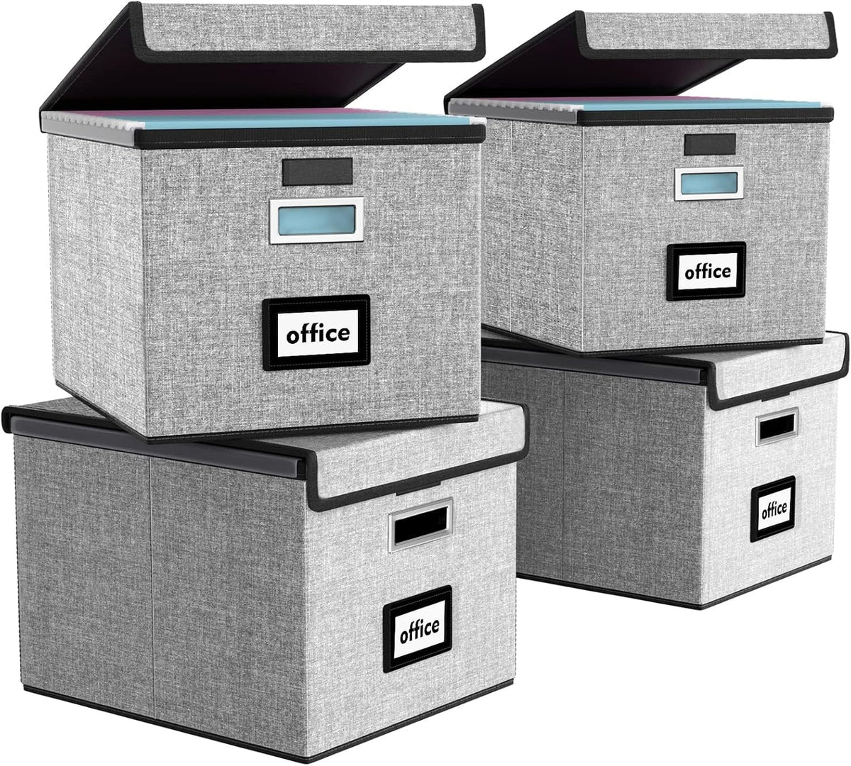 File Organizer Box with Lids, Collapsible File Folder Organizer