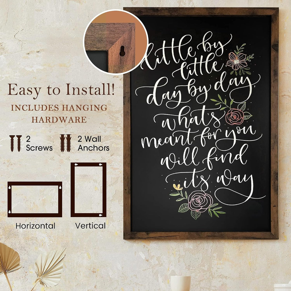 Loddie Doddie Rustic Wood Magnetic Board for Wall, Stain Resistant, 24"x...