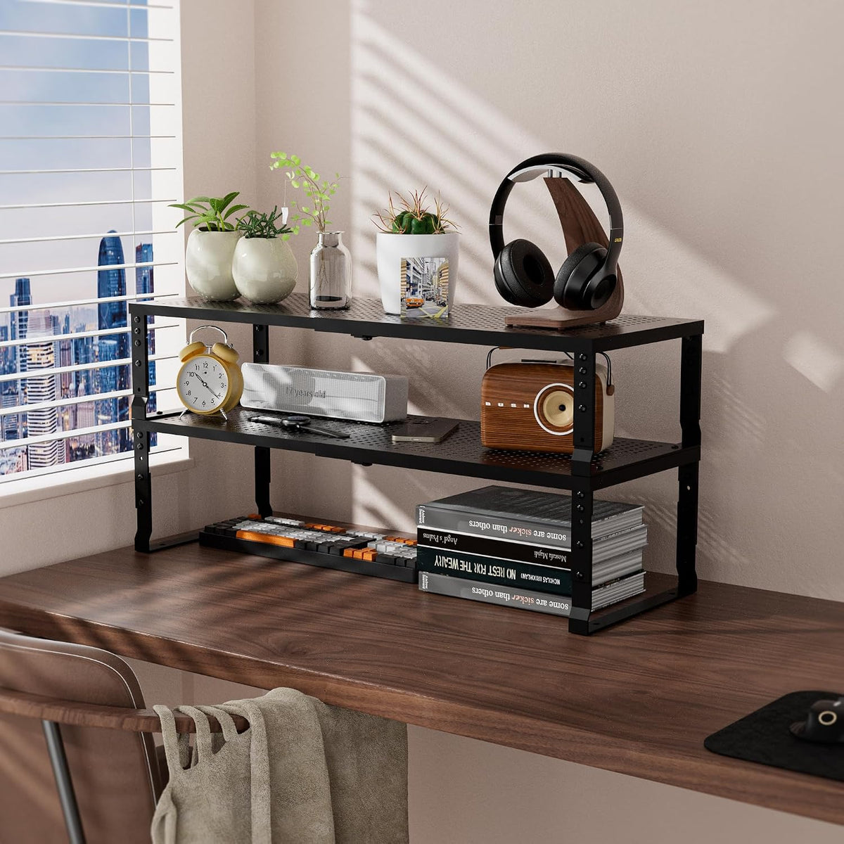 Metal Stackable Expandable Storage Rack, Thickened Steel Adjustable Counterto...