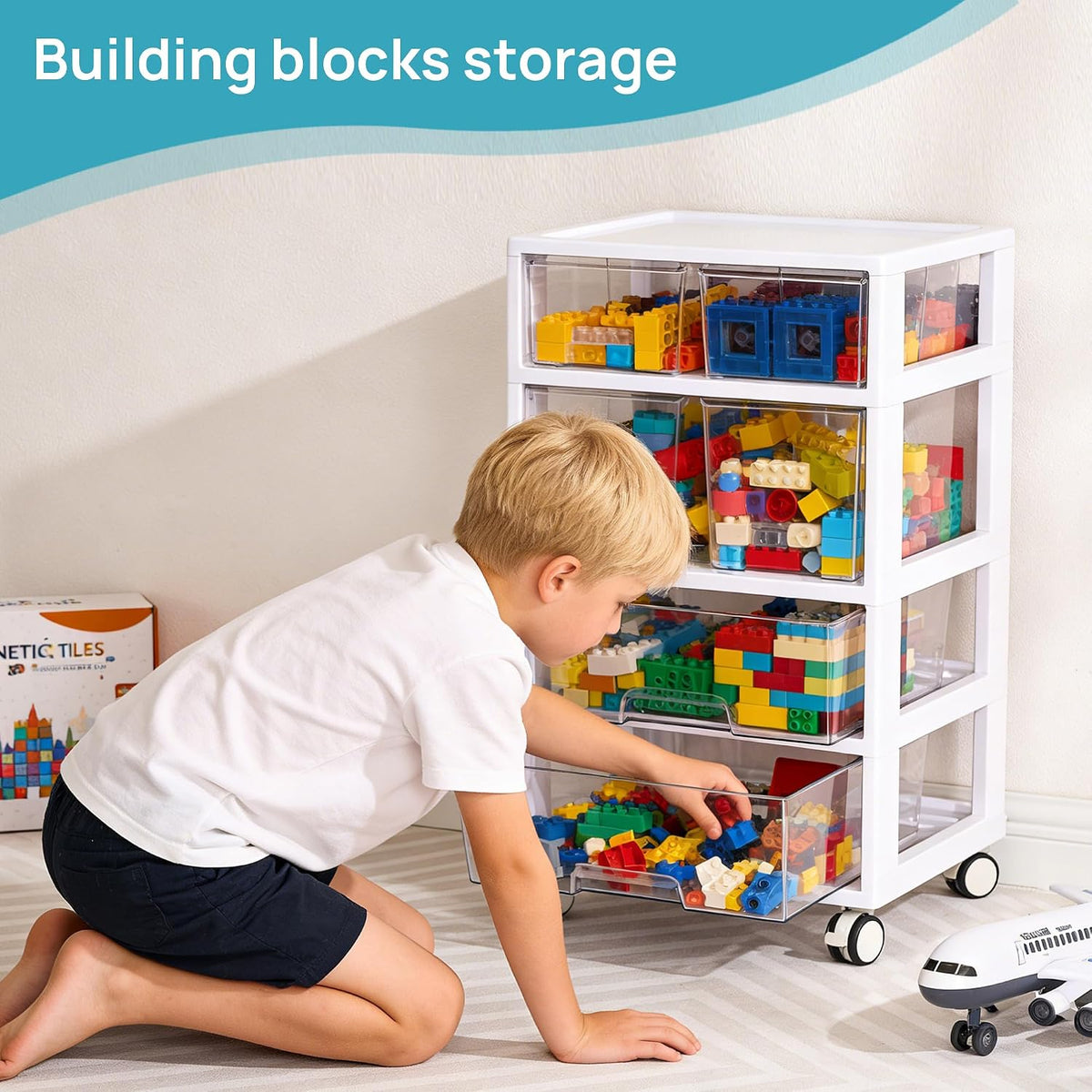 Vtopmart Drawer Storage Organizer,4 Tier 6 Drawers with Wheels