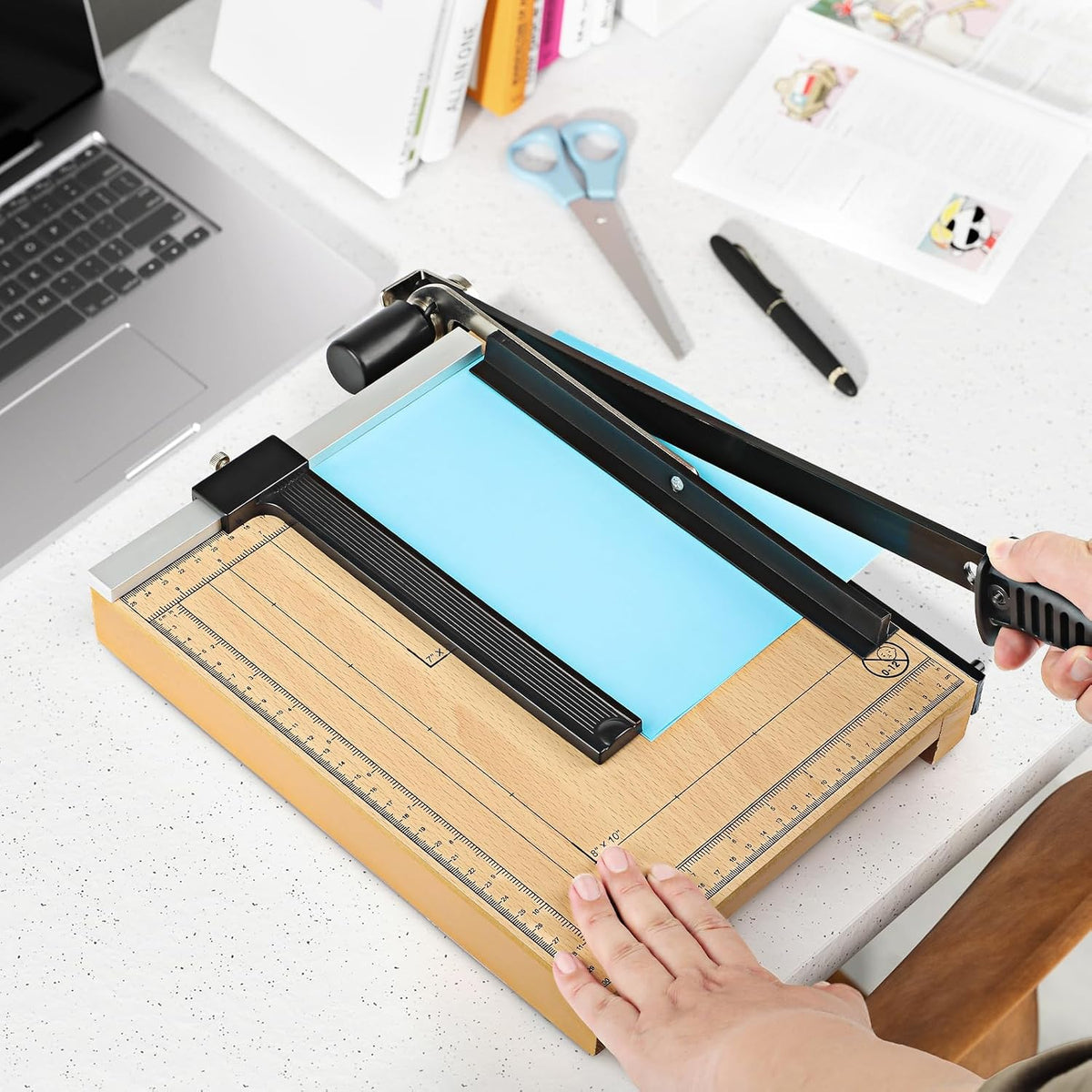 CreGear 12" Wood Paper Cutter, Heavy Duty Trimmer Cuts 12-16 Sheets