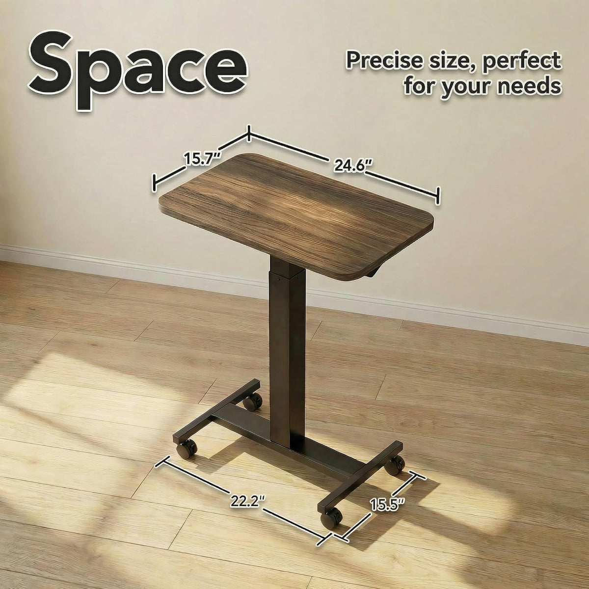 HUANUO Small Rolling Laptop Standing Desk, Height Adjustable Mobile T-Base De...