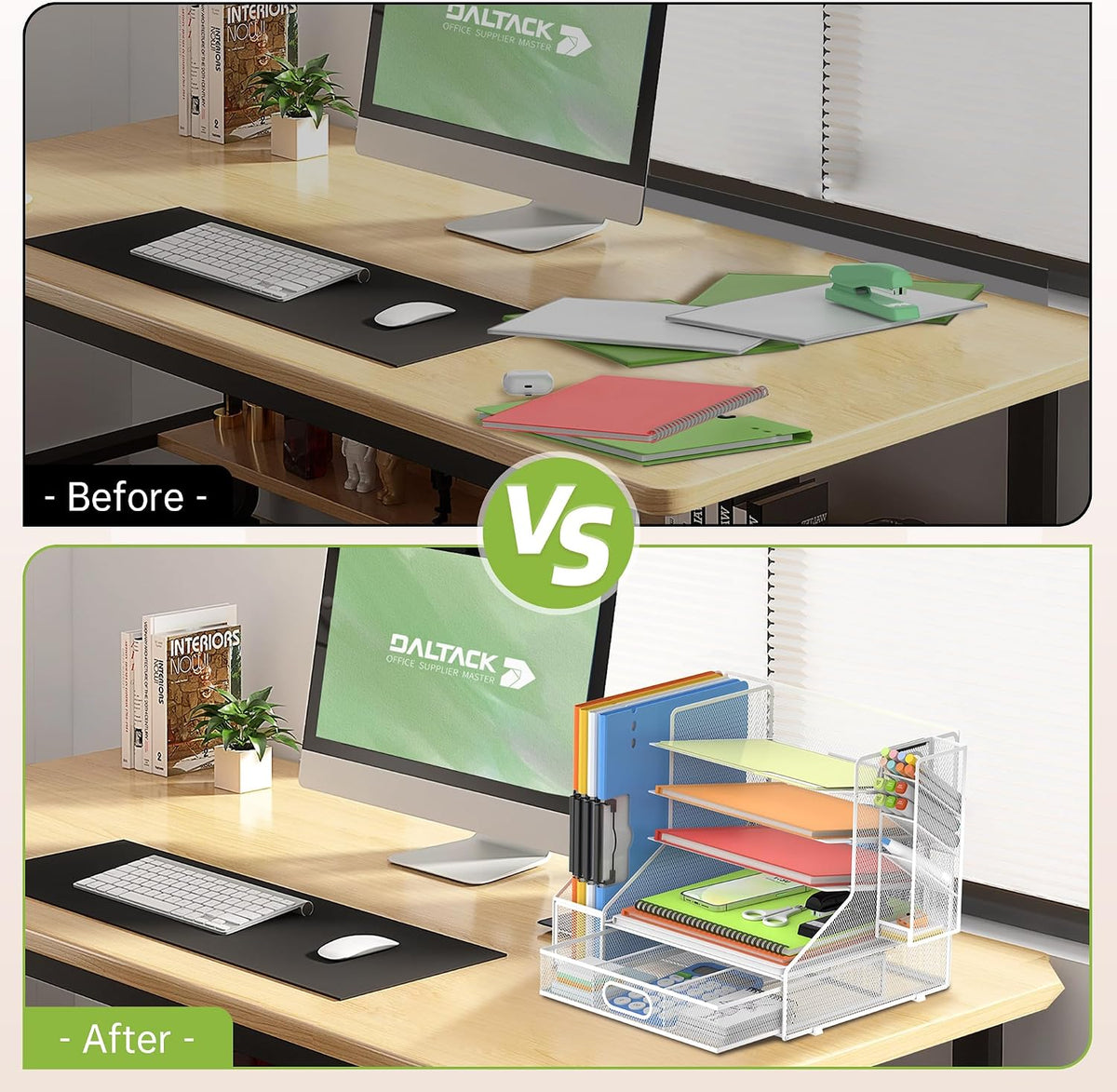 5-Tier Desk Organizer with File Holder & Pen Holder & Sliding Drawer,...