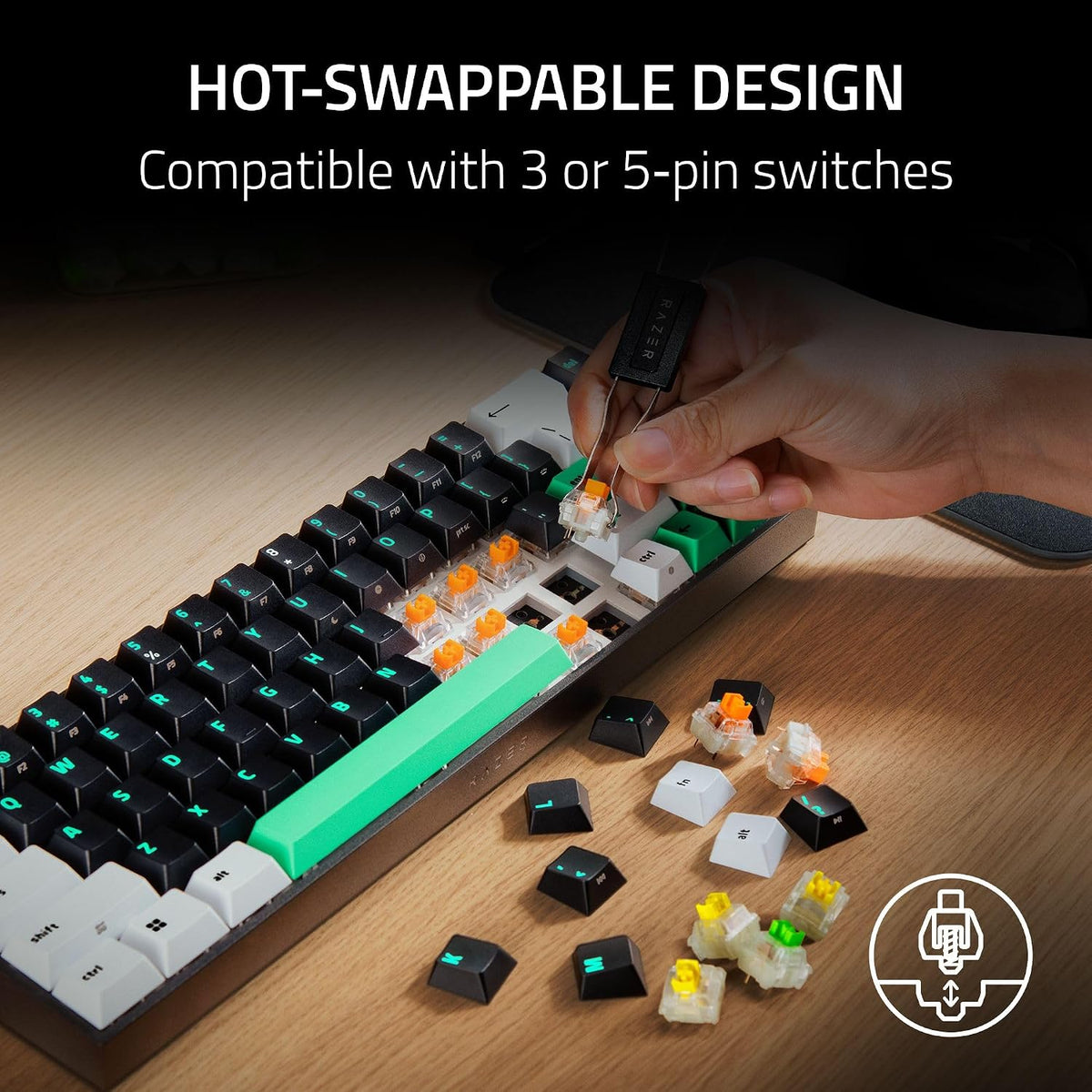 Razer Reclusa X Mini 65% Hot-Swappable Mechanical Gaming Keyboard