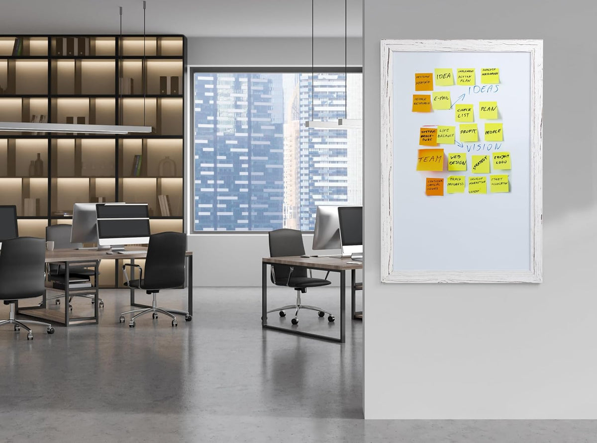 Real Wooden Framed Magnetic Dry Erase Whiteboard, 24" X 36", Vertic...