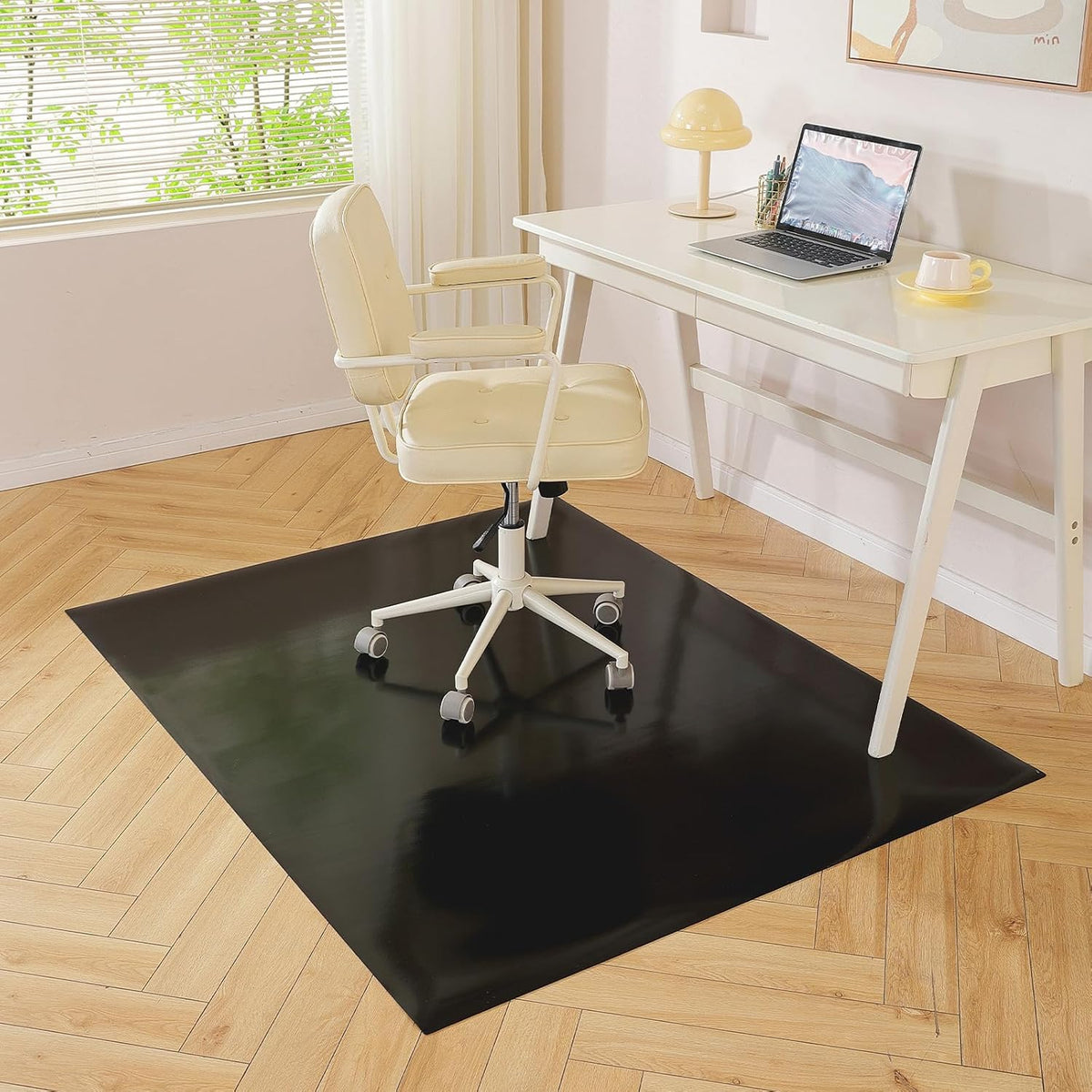 Black Office Chair Mat for Hardwood Floor, 48 x 96 in Desk Floor Protector