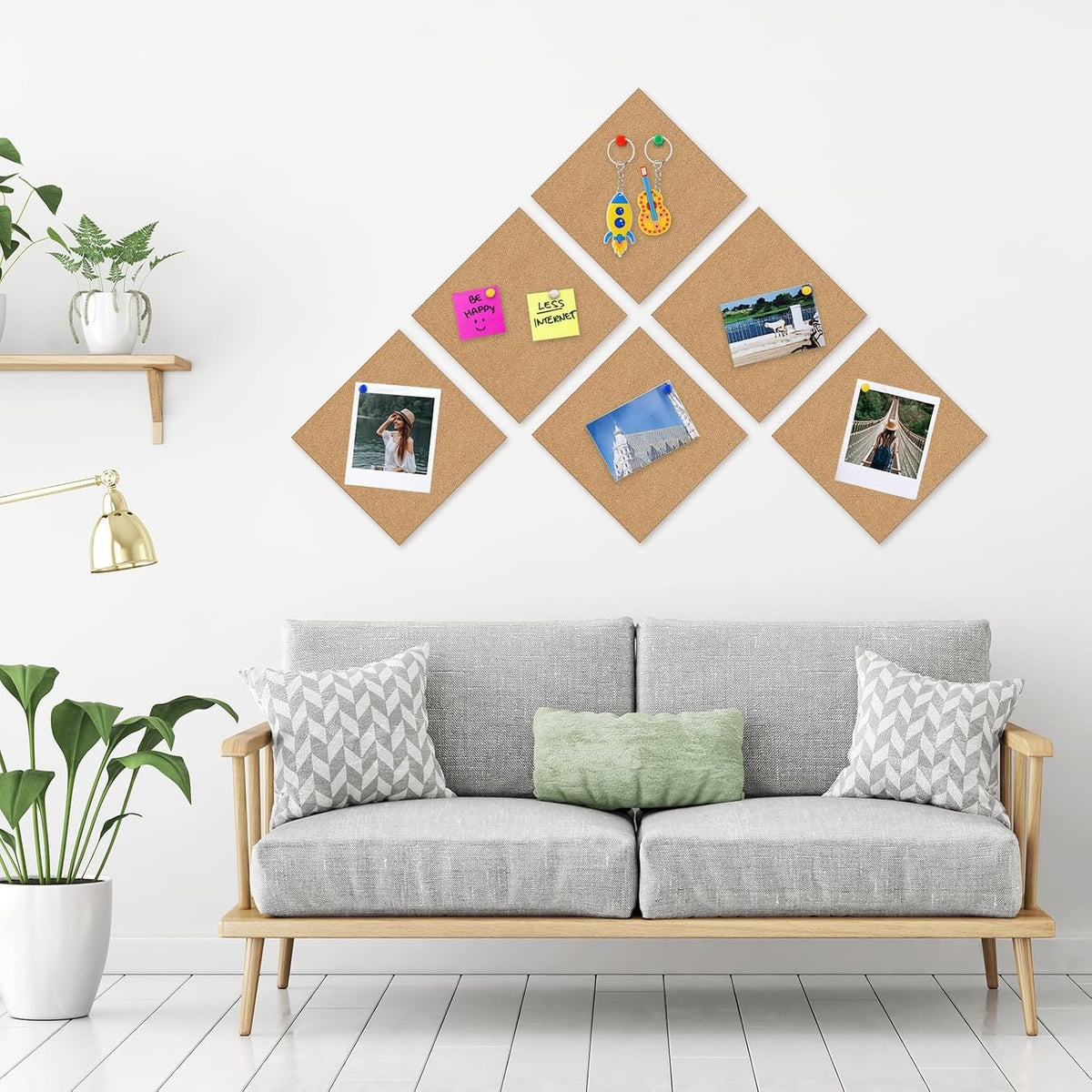 NACHLYNN Cork Board 12 Pack 12 x 12 Self-Adhesive Corkboards for Wall Square ...