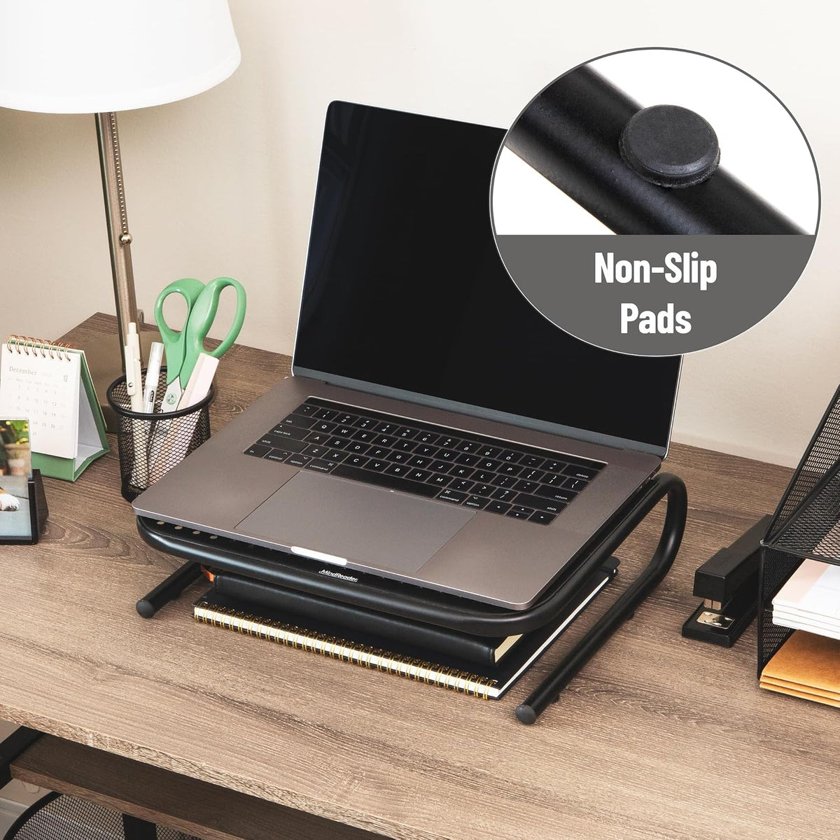 Mind Reader Monitor Stand, Ventilated Laptop Riser, Desktop Organizer, Metal,...
