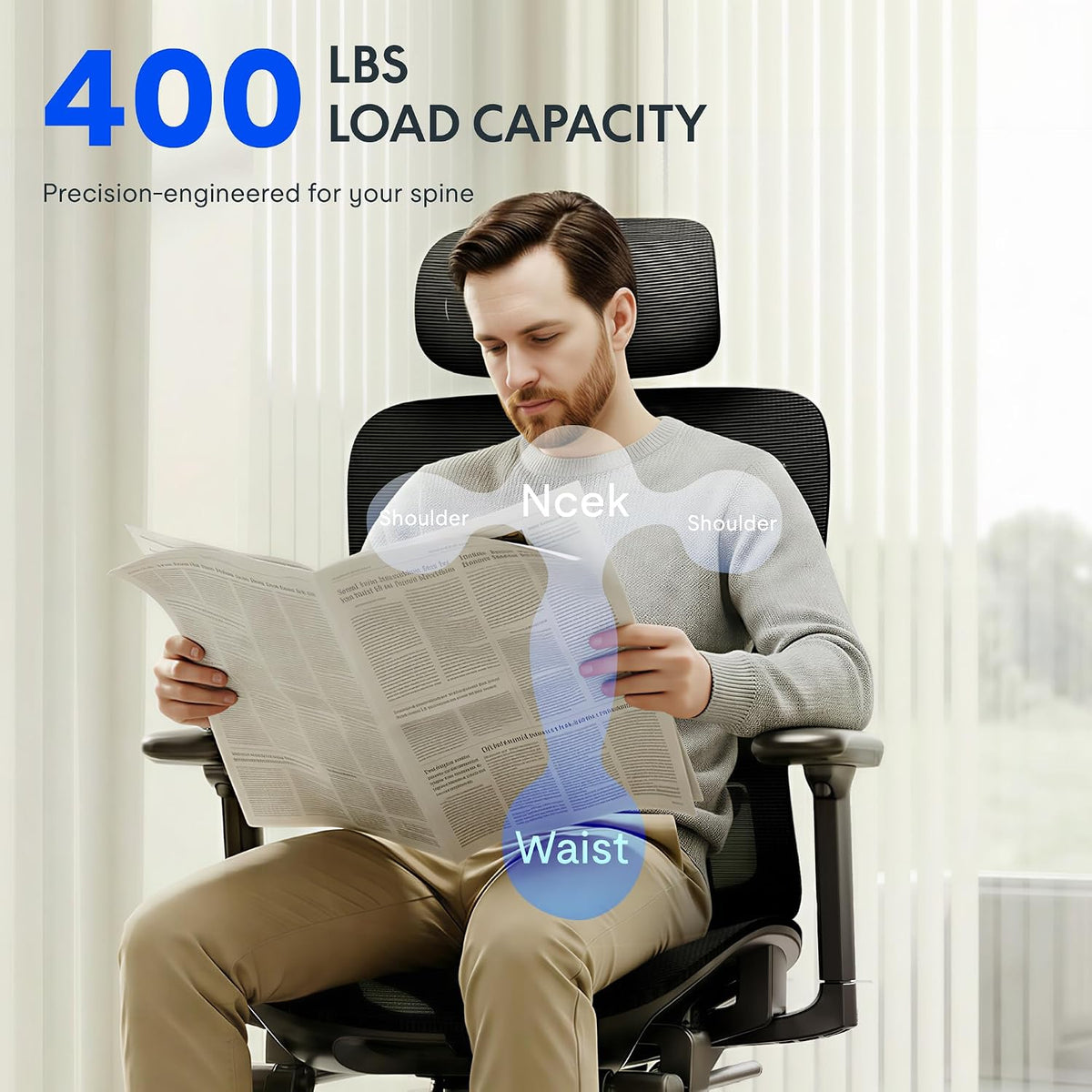 FLEXISPOT ErgoX Premium Ergonomic Office Chair Cream-FT