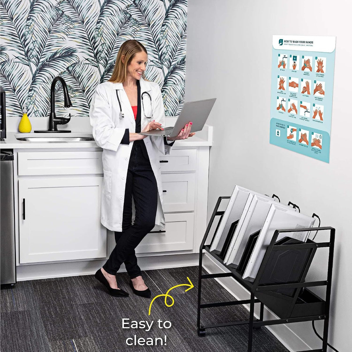 Line Leader 16-Device Charging Cart for Laptops and Chromebooks®, Black