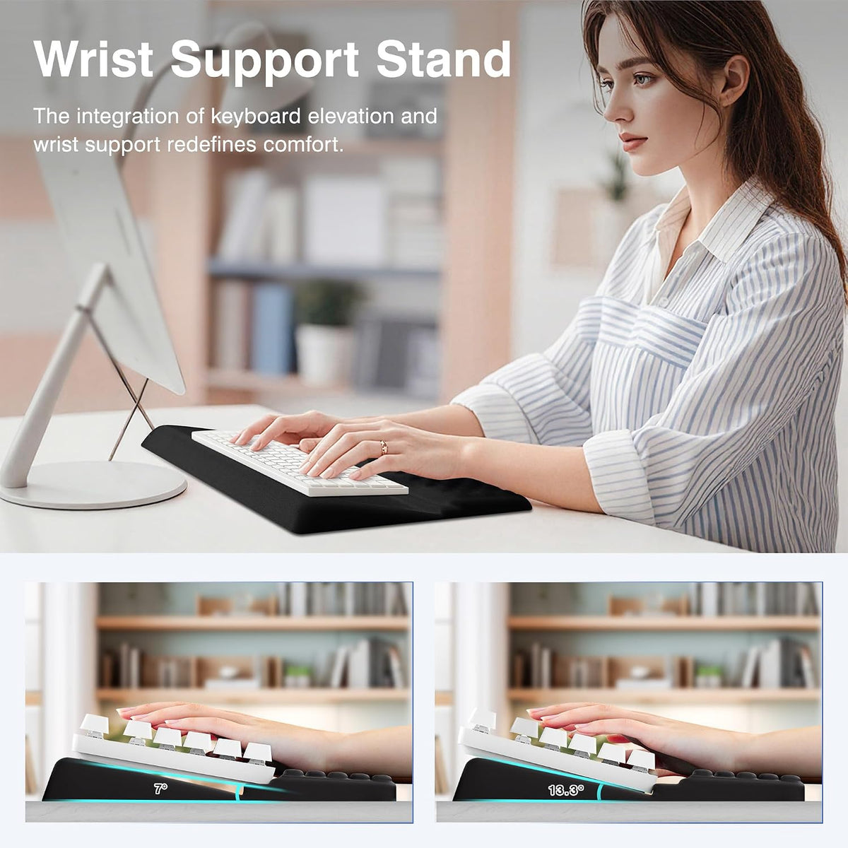 Ospelelf Keyboard Wrist Rest Stand Pad and Ergonomic Mouse Pad Set with Large...