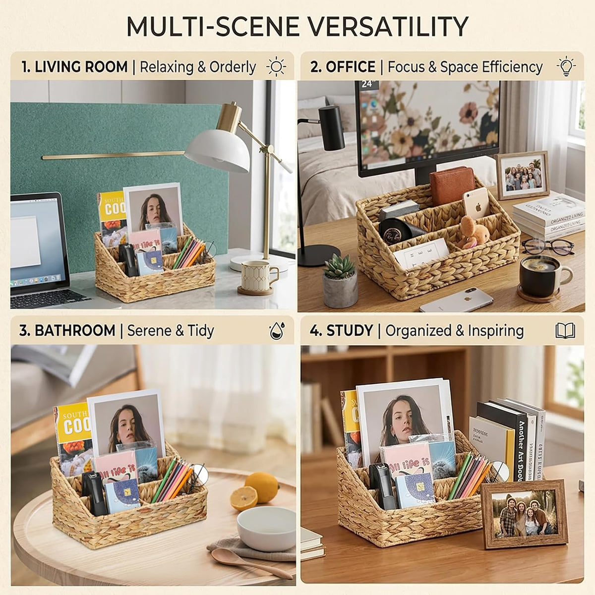 Desk Organizer – Countertop Mail Organizer, Magazine Holder, Boho Decor Water...