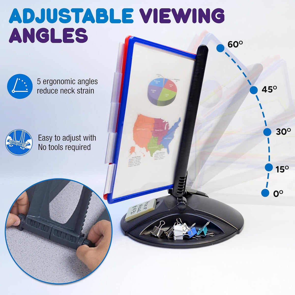 Ultimate Office AdjustaView Supply Base Desk Reference Display Organizer CL