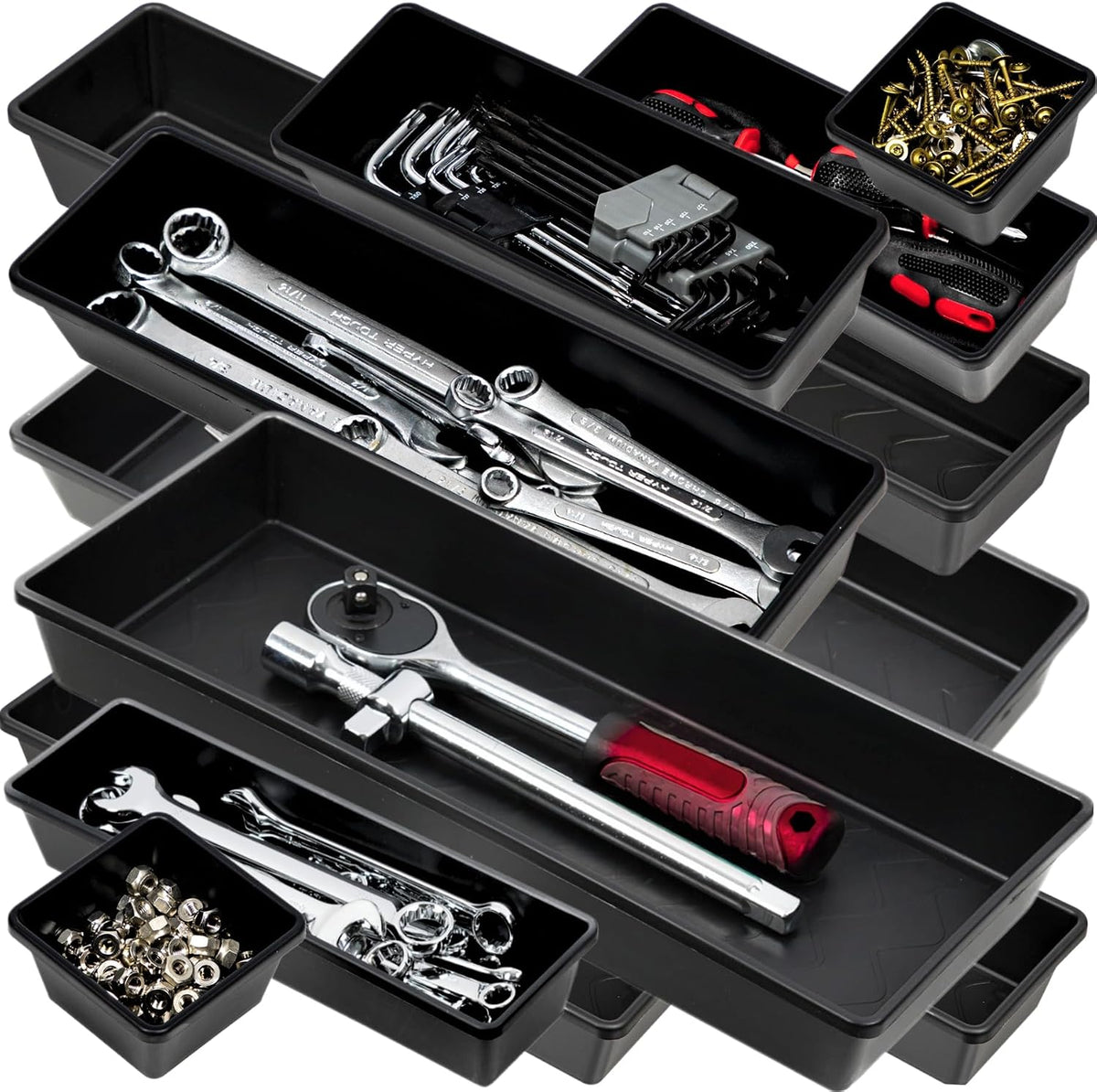 ONREVA Tool Box Organizer Tray Divider Set, Extra Large Toolbox Trays, Tool B...