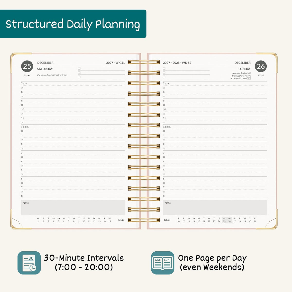 BEZEND 2027 Daily Planner - Page Per Day (A5-6"x8.5") Full Weekend ...