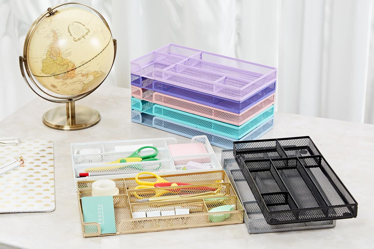Annova Desk Drawer Organizer Tray for Office Organization - Metal Mesh - Stor...