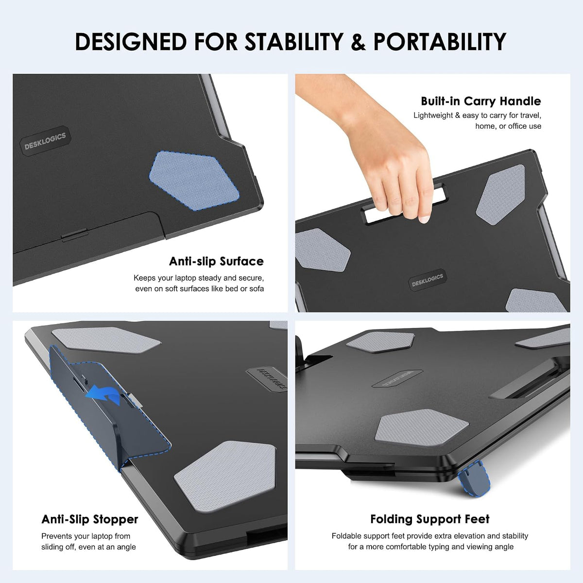 Laptop Lap Desk for Bed & Couch, Portable Laptop Lap Pad with Retractable...