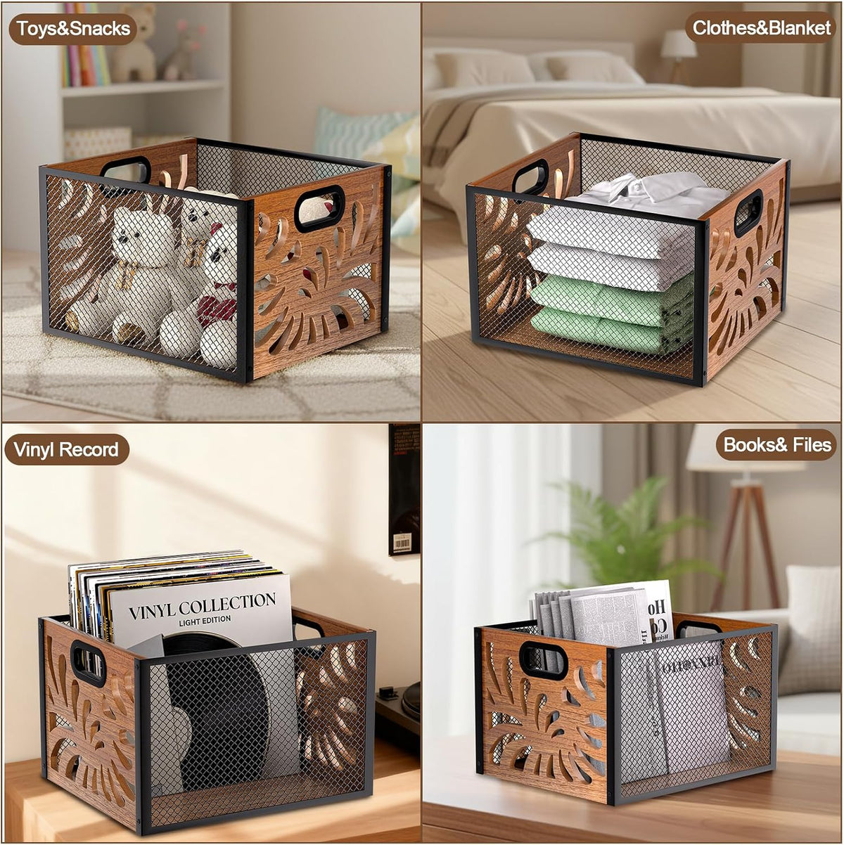 Wood File Box,Hanging File Organizer,File Storage Box Bin for Letter Size
