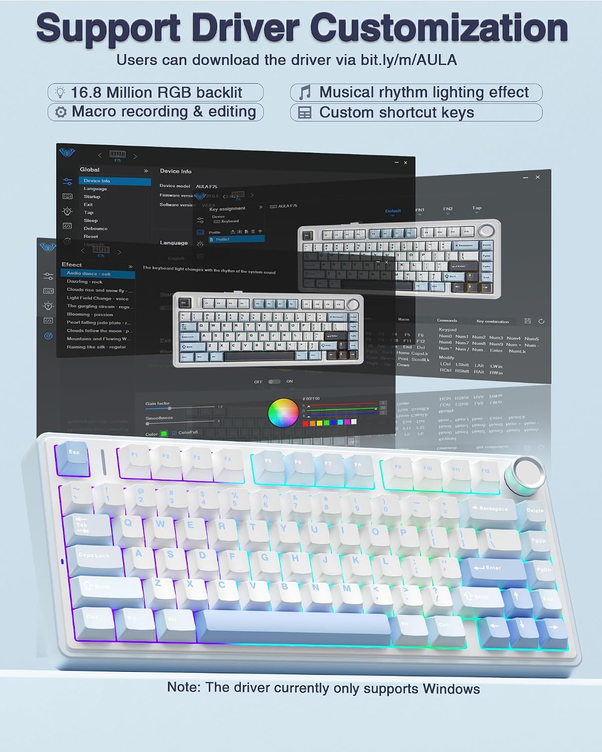 AULA F75 75% Wireless Mechanical Keyboard, Hot Swappable Creamy Keyboard, Pre...