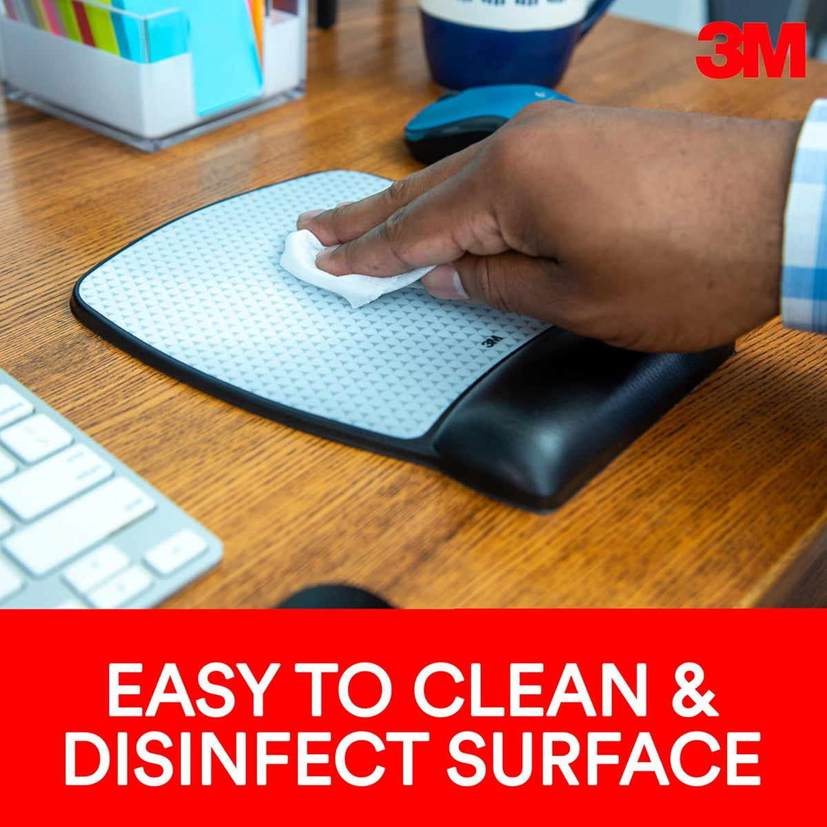 3M Precise Mouse Pad with Gel Wrist Rest, 8.4 in x 8.8 in, Black