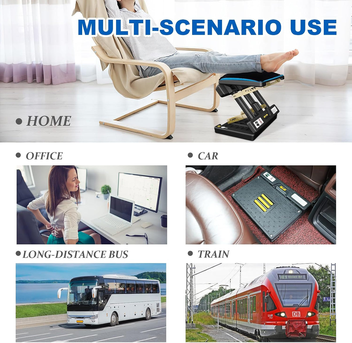 Foldable Foot Rest, Computer Foot Rest Under Desk, 12Modes Adjustable Ergonom...