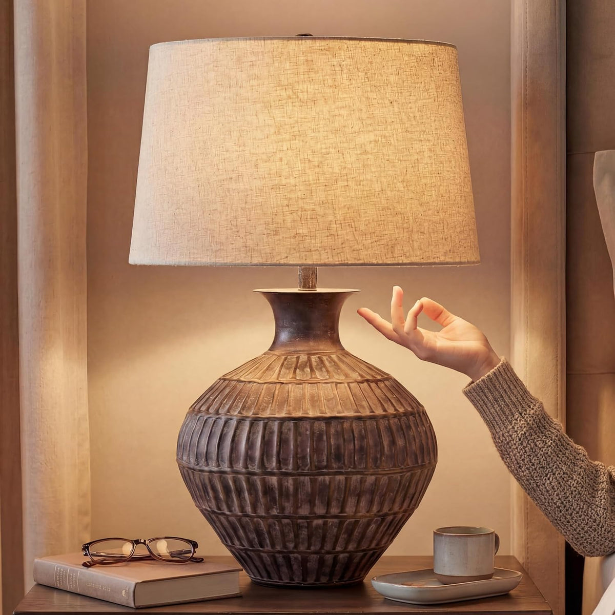 Signature Design by Ashley Magan Metal Table Lamp, 28", Antique Bronze