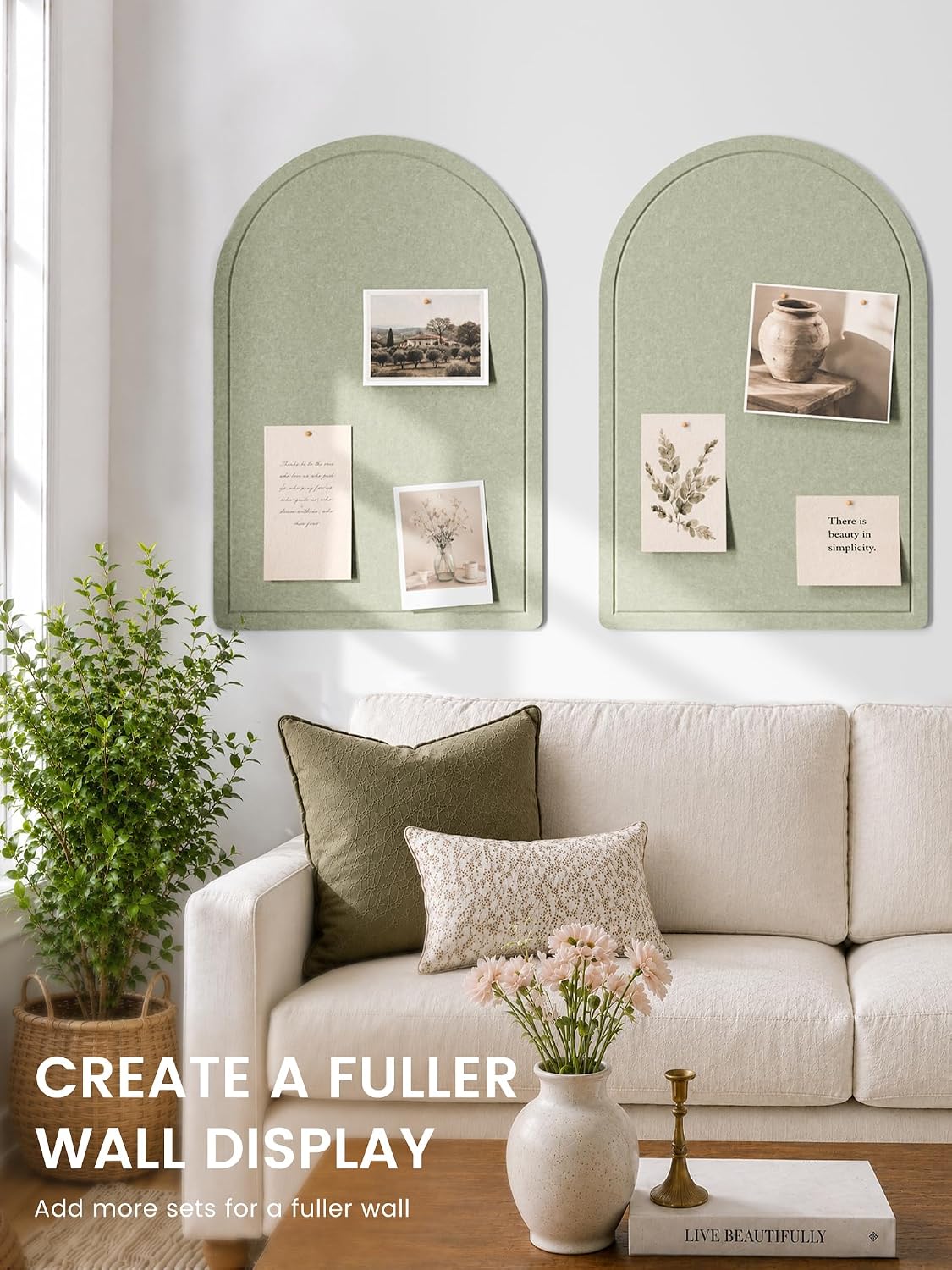Large Arched Felt Bulletin Board 35.4''×23.6'', Sage