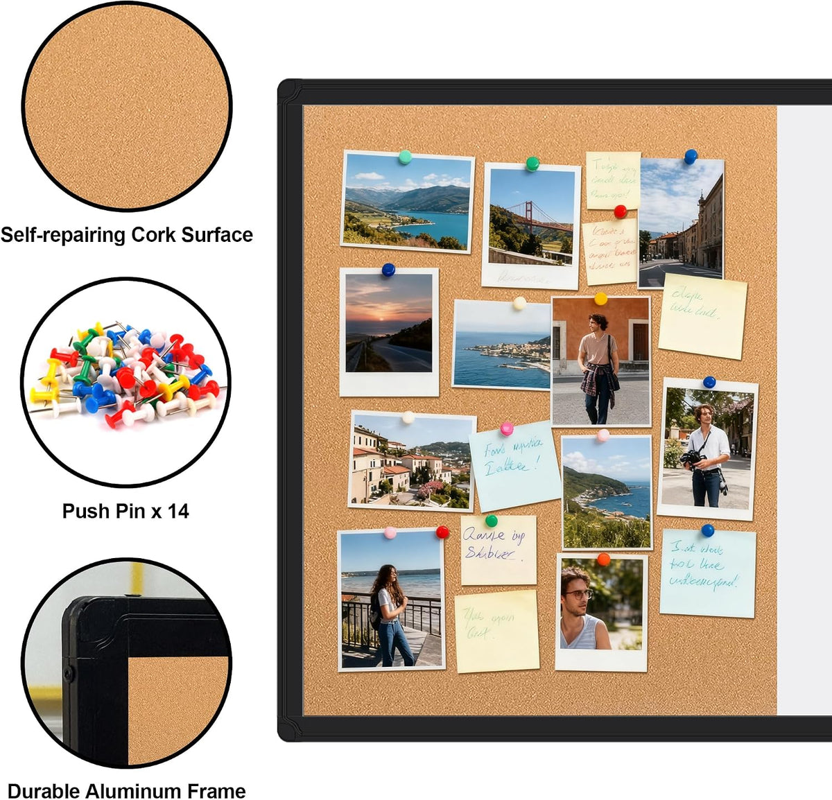 Cork Board White Board Combo, 36" X 24" Magnetic Whiteboard Bulleti...