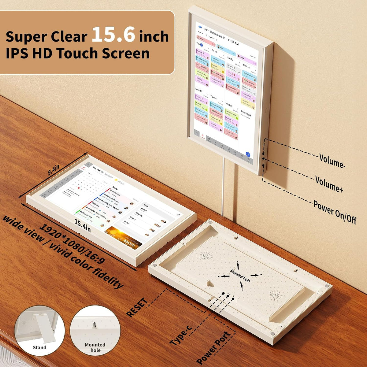Digital Calendar, Electronic Calendar with 15.6-inch Touch Screen,32GB Smart ...
