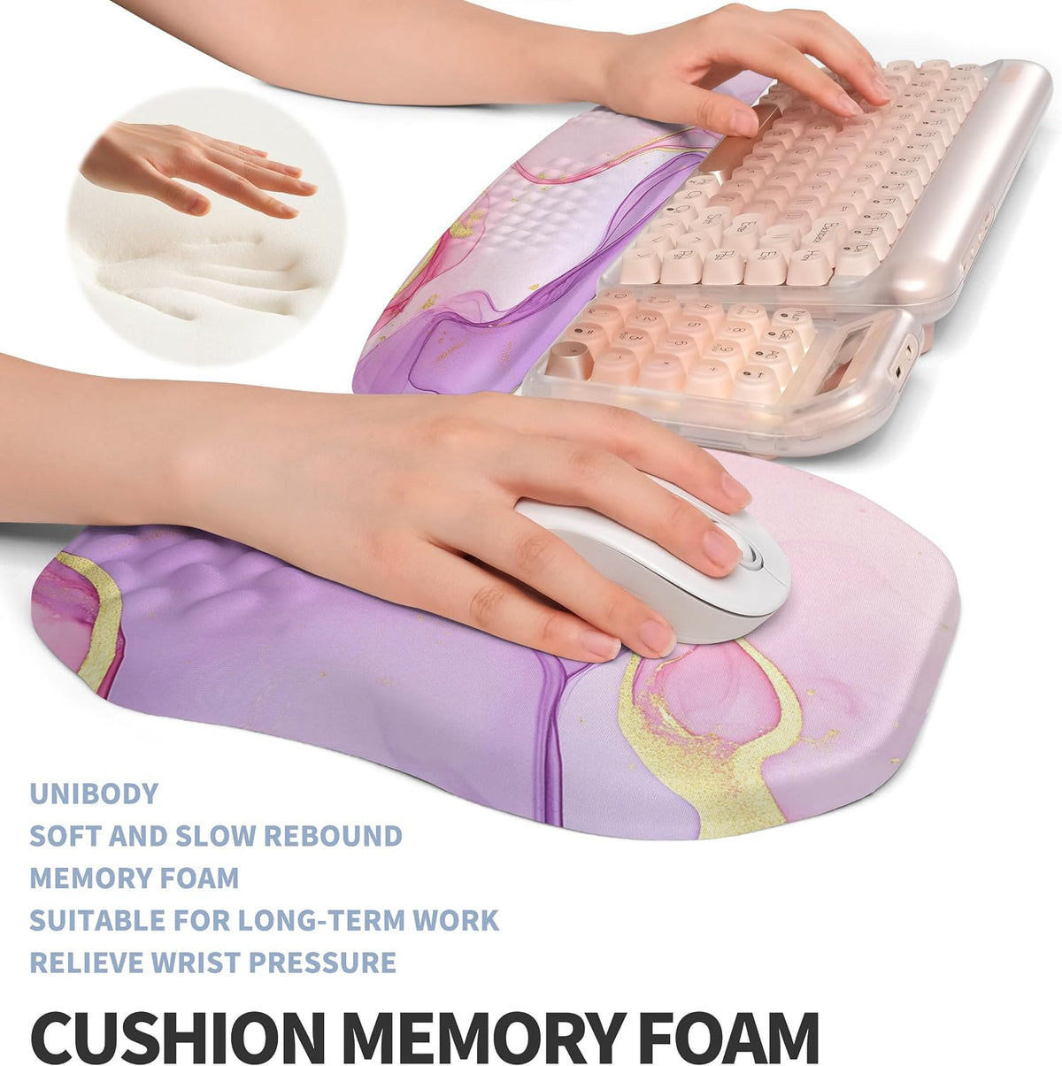 2-in-1 Ergonomic Set, Wave Keyboard Wrist Rest and Massage Slope Mouse Pad Wr...