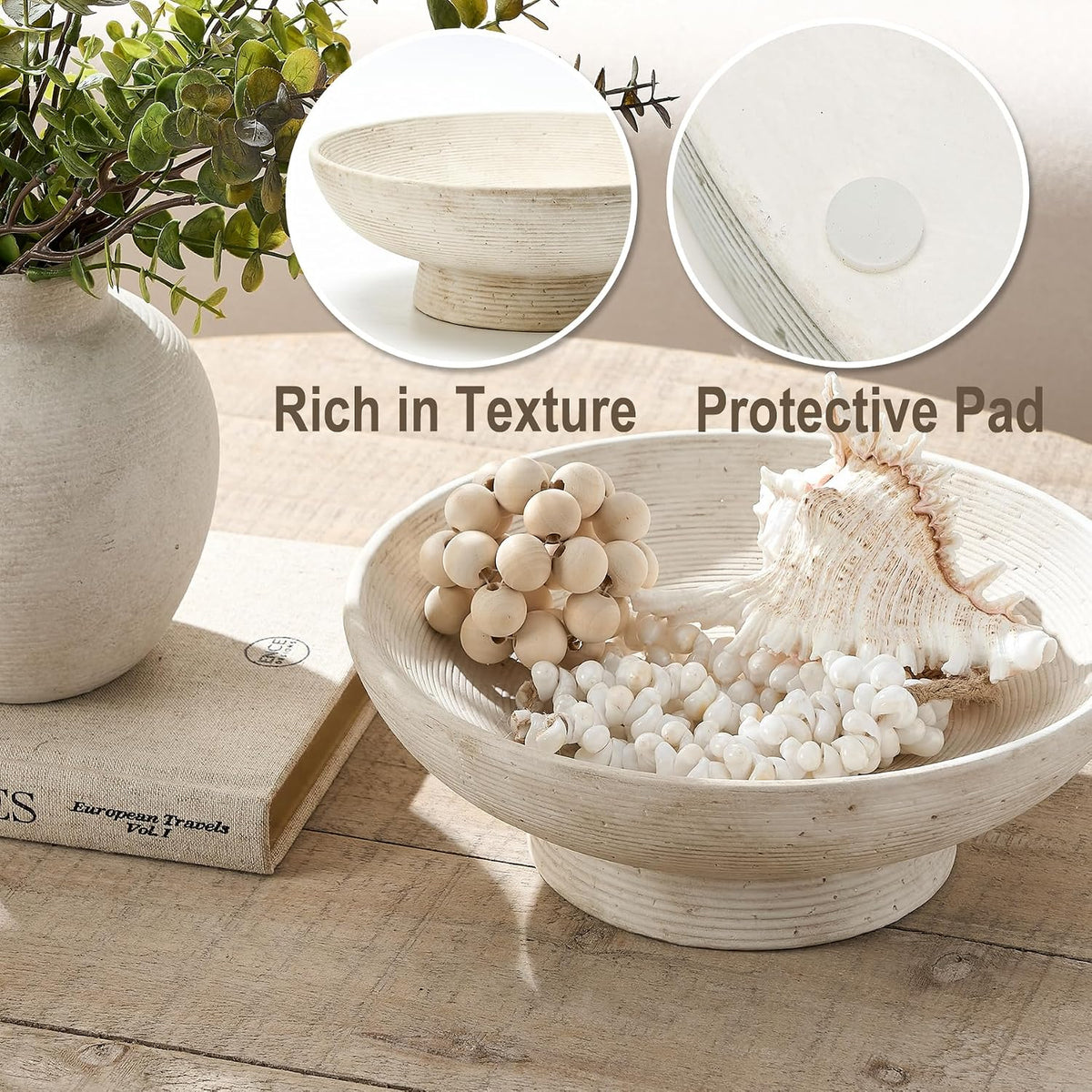 Ceramic Decorative Table Bowl Trays Home Room Decor Farmhouse (11" Rustic)