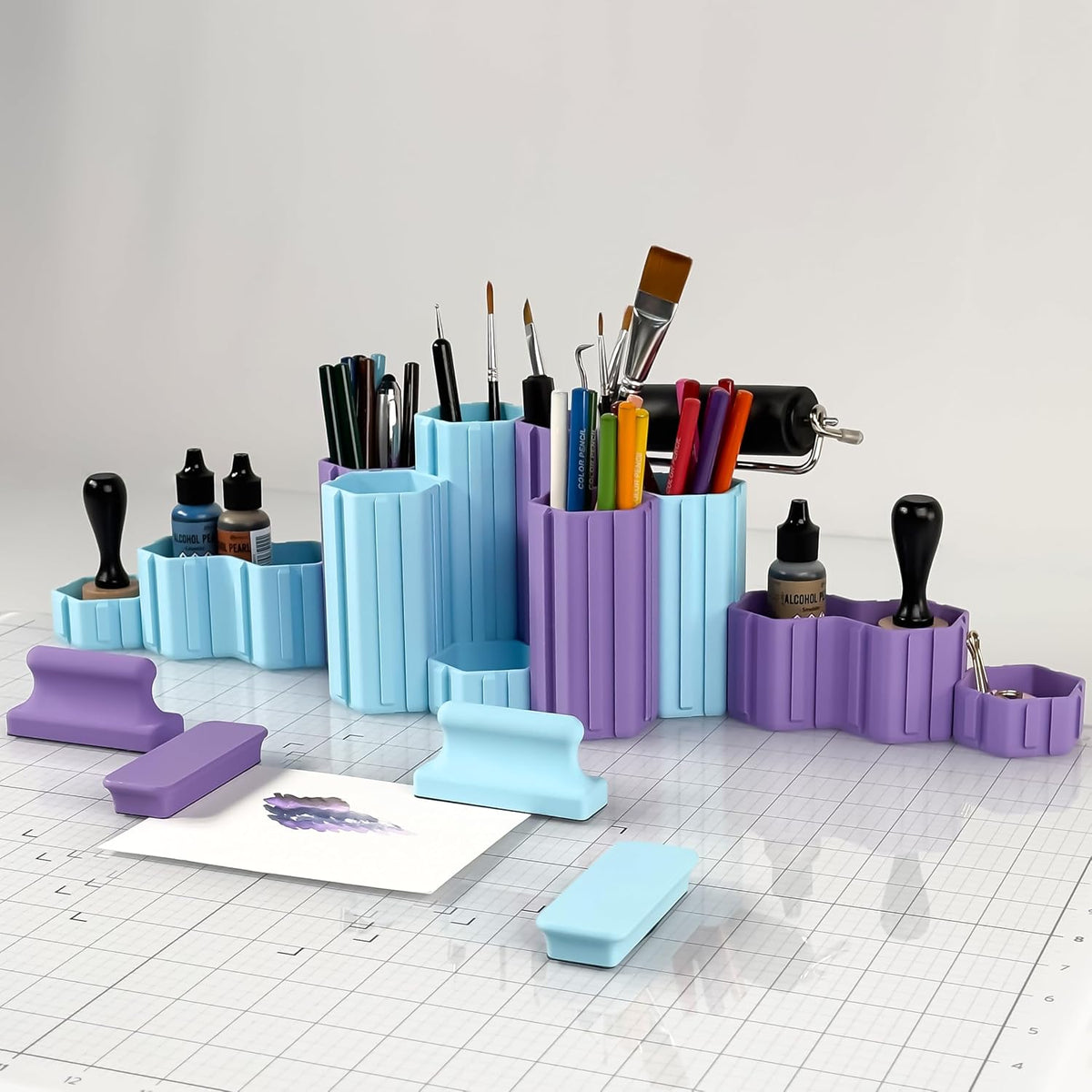 Glassboard Studio Hexaflex Organizer Set - Pen and Pencil Holder for Desk, Ve...