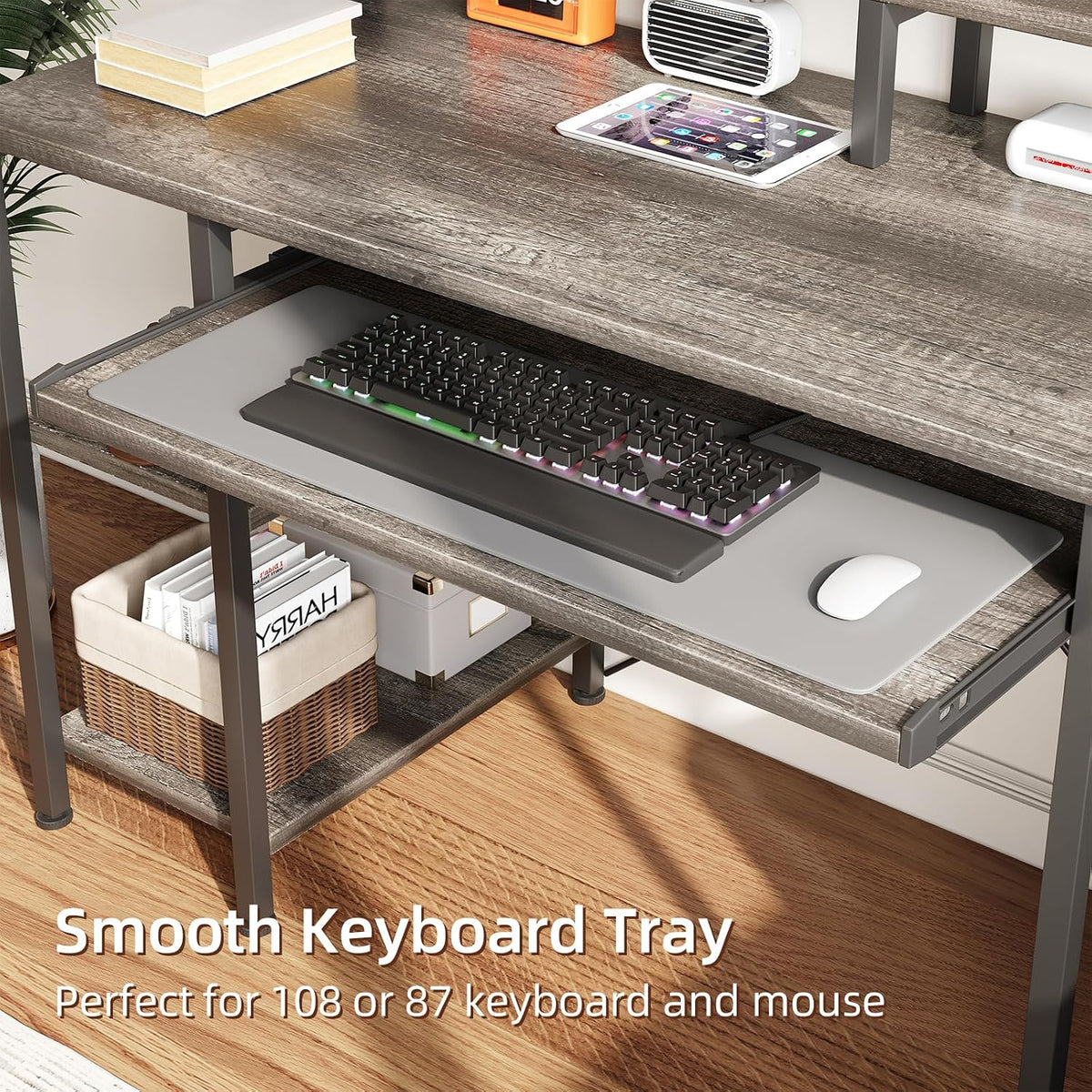 VERMESS Computer Desk- 48 Inch Home Office Desk with Keyboard Tray, 47" ...