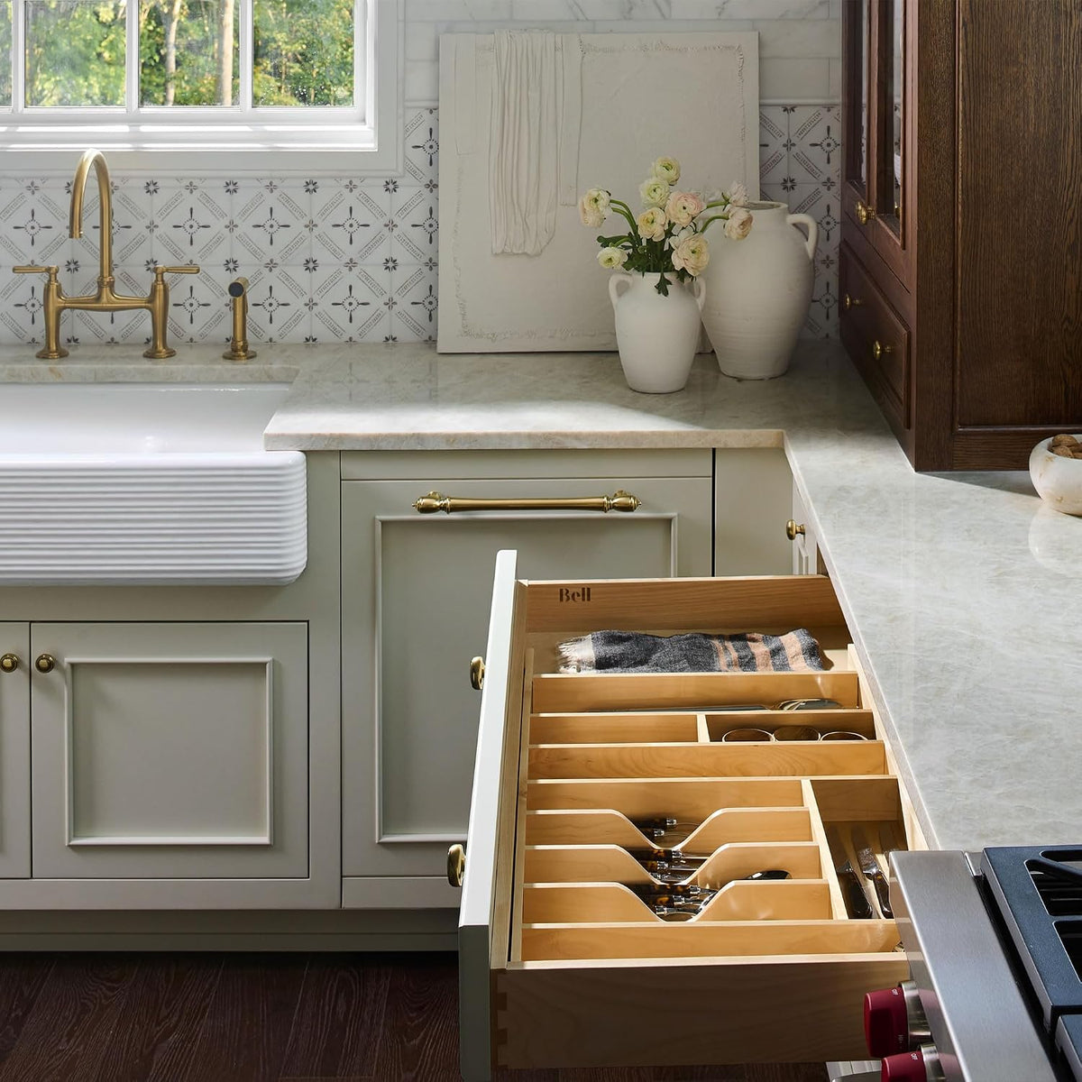 Rev-A-Shelf Trimmable Wooden Silverware Drawer Divider and Organizer