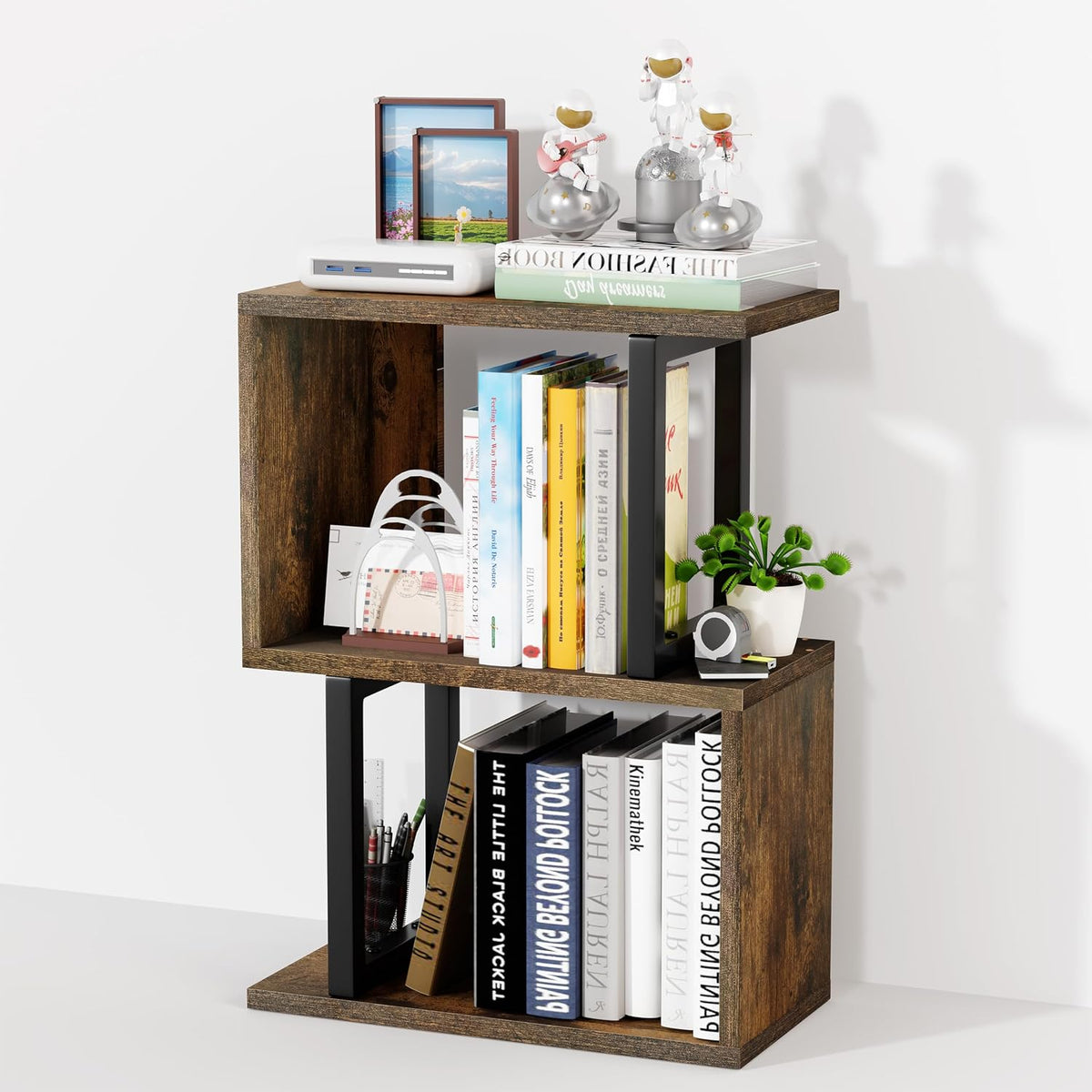 Desk Organizer & Desk Hutch Shelf, Wood, Rustic Brown
