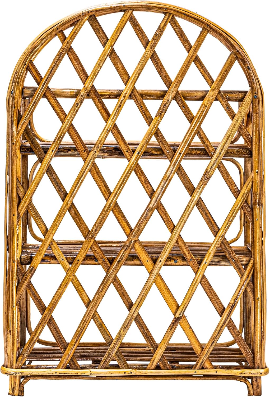 Bloomingville Boho Arched Woven Rattan 3-Tier Wall Shelf, Natural