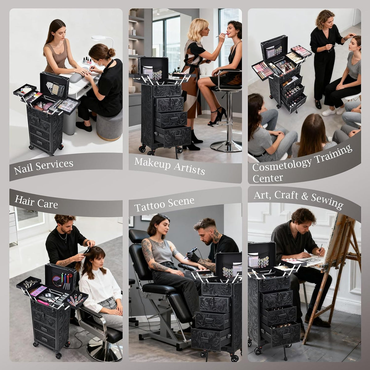 Stagiant Rolling Makeup Case with Drawers Cosmetology Case on Wheels 4 IN 1 M...