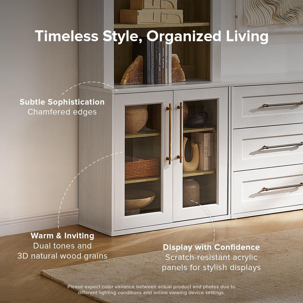 mopio Blake Storage Cabinet, Pantry, Sideboard (White Oak, Single, Acrylic)