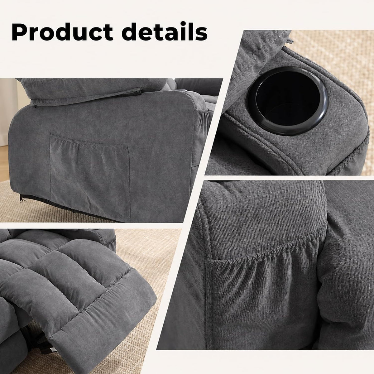 Reclining Loveseat Recliner Couch, Double Recliner Sofa with Cup Holder