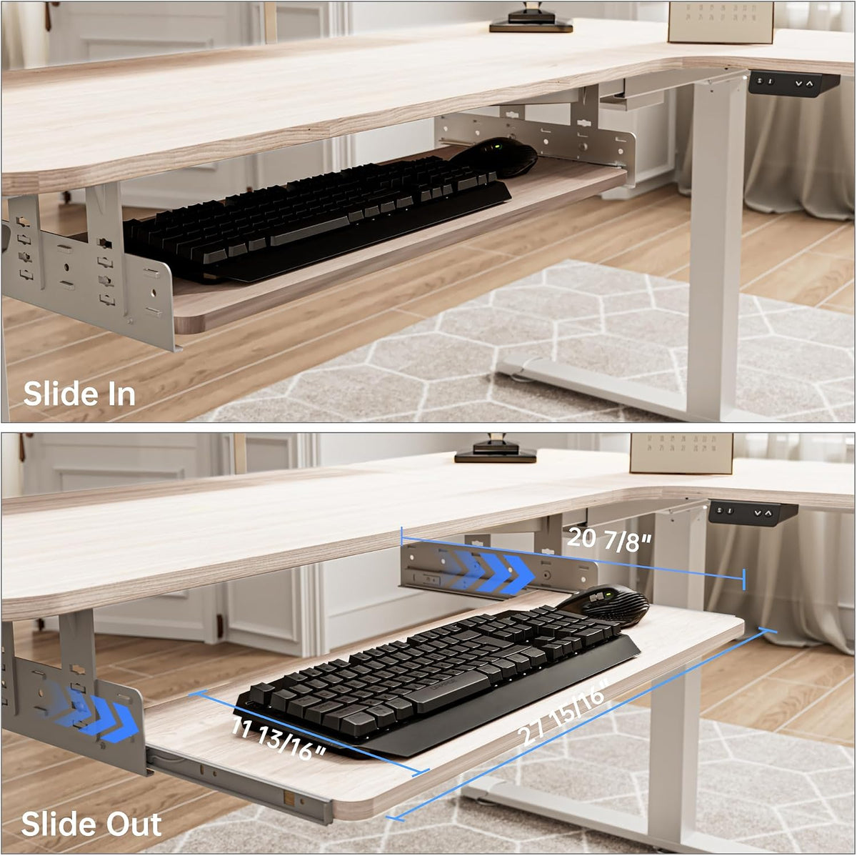 EUREKA ERGONOMIC Adjustable Keyboard Tray Under Desk, 28x11 Inch Large Slide ...