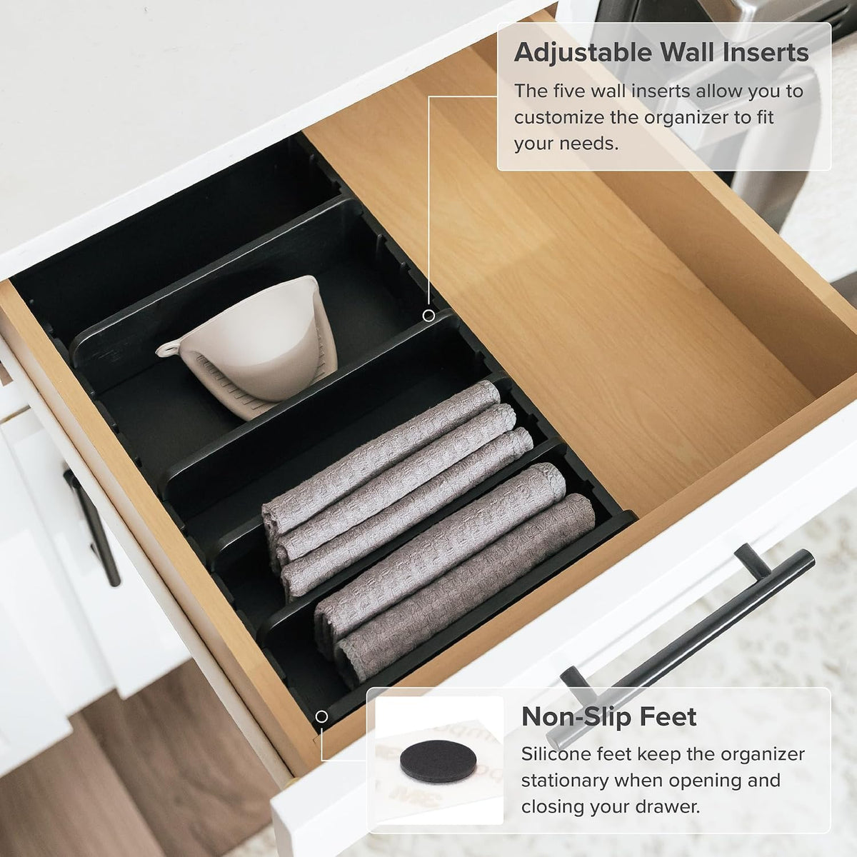 KitchenEdge Kitchen Towel & Storage Organizer, Black