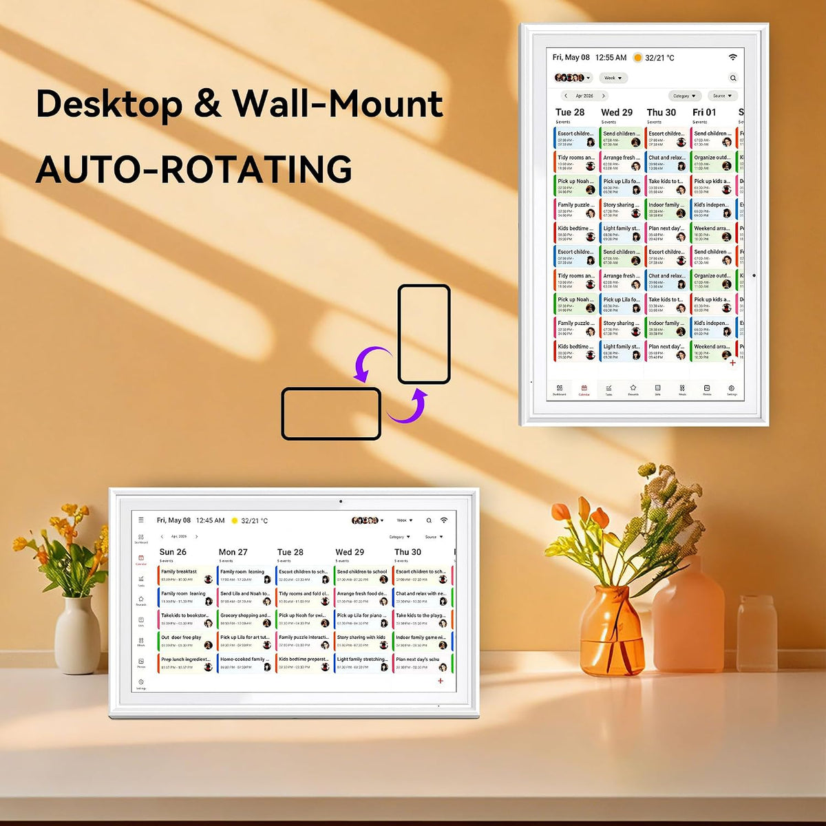 15.6 Inch Digital Calendar, Digital Calendar Wall Touch Screen, Electronic Ch...