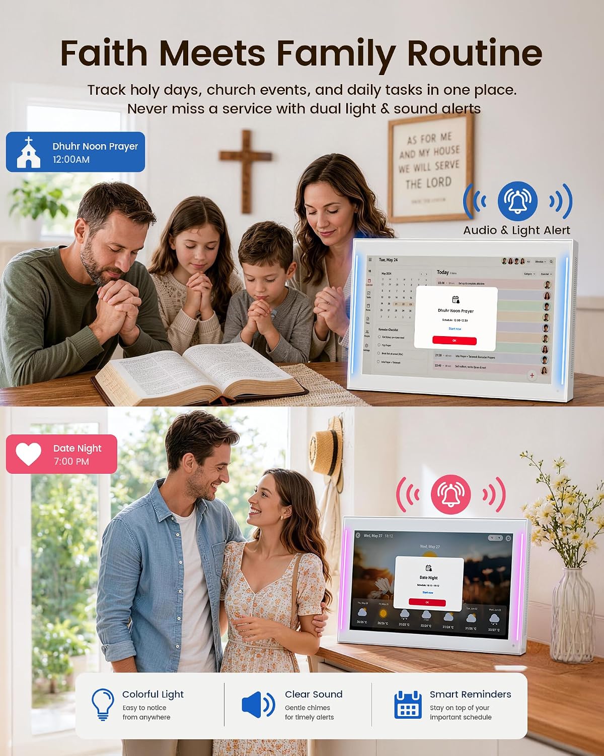 NGTeco 15.6" Digital Calendar, No-Subscription, Smart Family Wall Planne...
