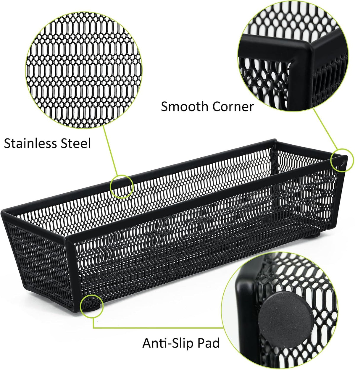 Neudeco Silverware Organizer, Black, 9 x 3 x 2 inch, Pack of 12