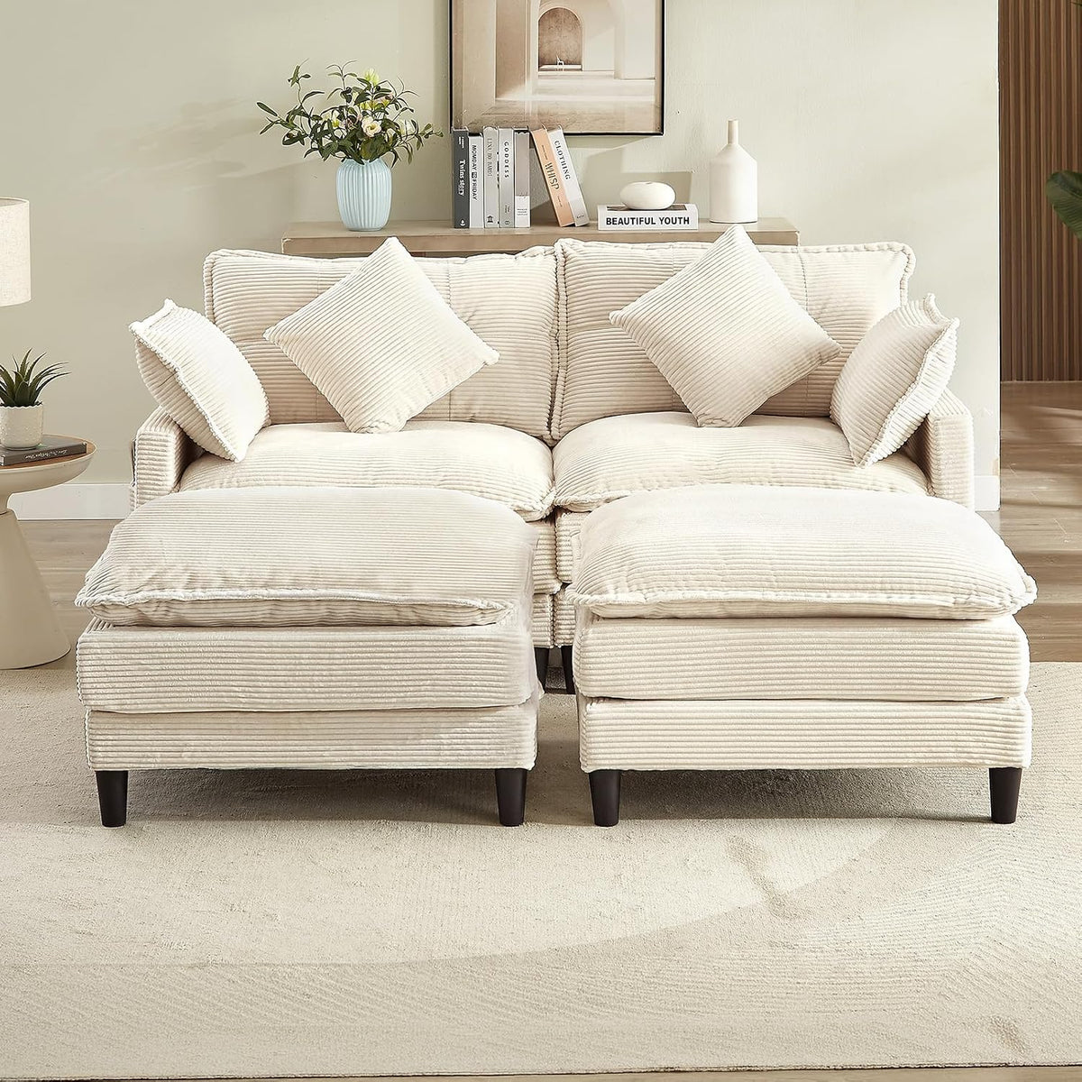 Match Ottoman Only for Cloud Modular Sectional Couch Sectional, Corduroy Foot...