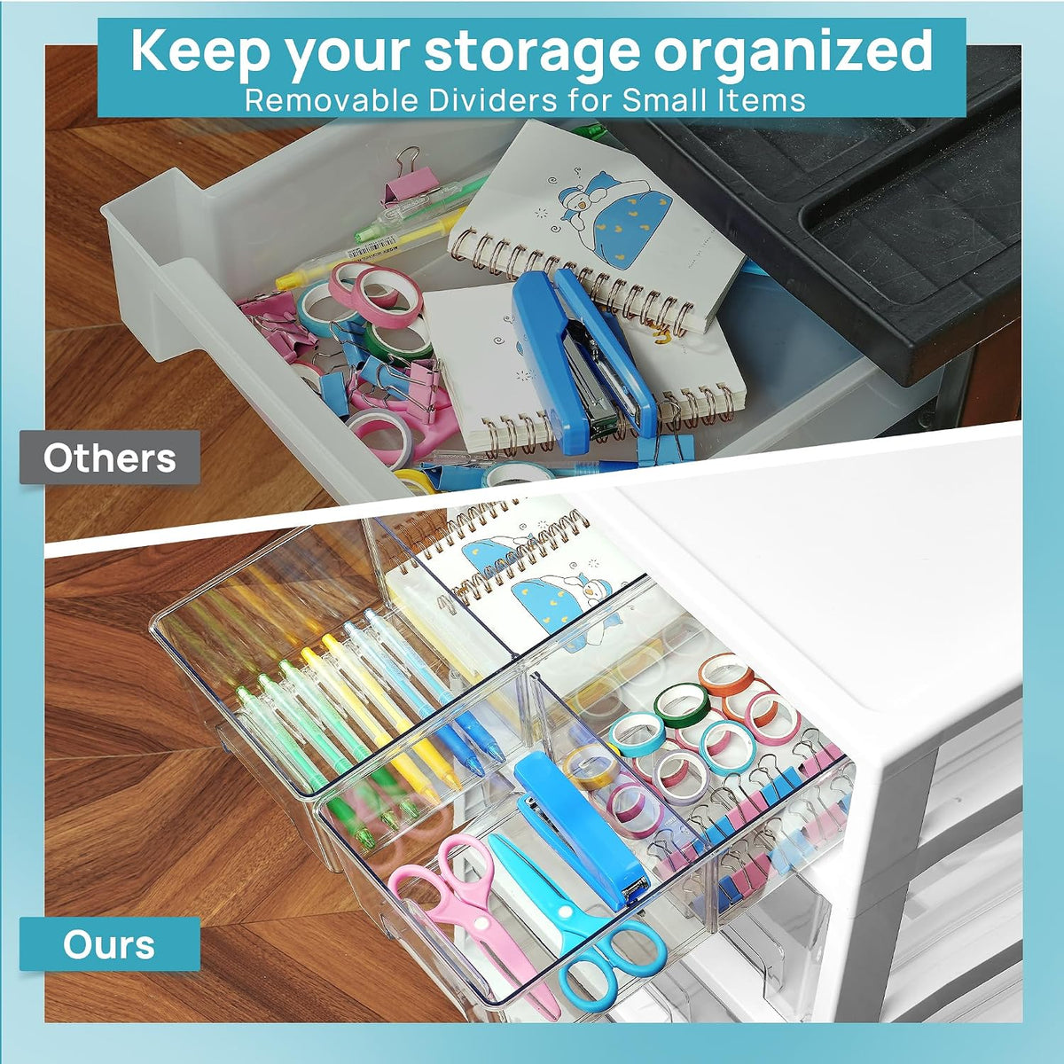 Vtopmart Drawer Storage Organizer,4 Tier 6 Drawers with Wheels