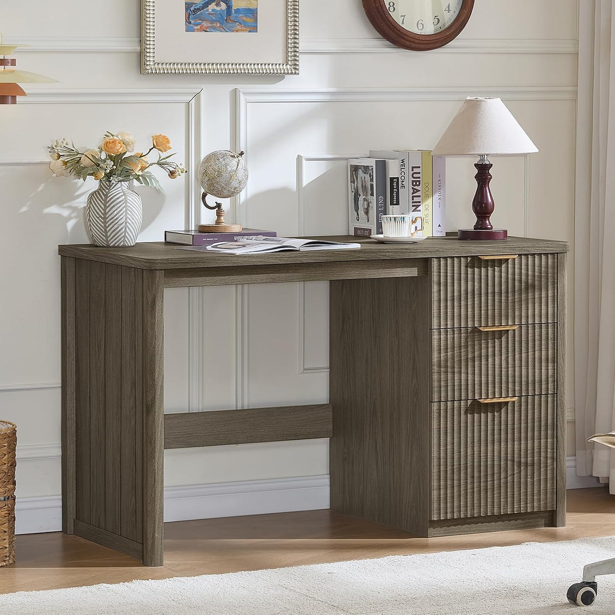 LEYAOYAO Office Desk 48" with 3 Drawers Storage File Cabinet